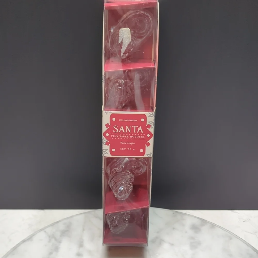 Williams Sonoma Santa Tiny Taper Holders - Red